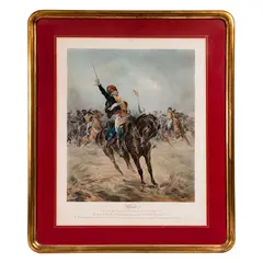 Halt! End of the last charge of the 10th (British) Hussars at Waterloo by Elizabeth Thompson, Grabado a partir de la pintura original, offered Mar 2022