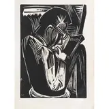 Lesender Mann, Bildnis Albert Brust (Hombre leyendo, Bildnis Albert Brust) by Karl Schmidt-Rottluff, 1921, Xilografía sin número de tiraje, offered Mar 2022