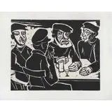 Max Pechstein, Fisher in der kneipe (Pescadores en la taberna), 1922, Xilografía 1 / 300