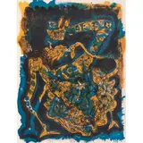 Rodolfo Nieto, Blue yellow giraffe (Jirafa azul y amarilla), 1967, Litografía 50 / 50