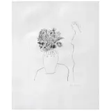 Joy Laville, Perfil con flores, Grabado al aguafuerte y ruleta P / T