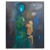 Felipe Orlando, Mujer con un gato, 1965, Óleo sobre tela