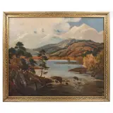 Paisaje con montañas by George Melvin Rennie, Óleo sobre tabla, offered Feb 2022