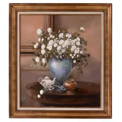 Lucia Sarto, Naturaleza muerta con flores, Óleo sobre tela