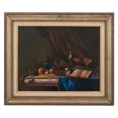Bodegón con libros by Acrónimo Rs, Óleo sobre madera, offered Feb 2022