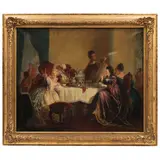 Anónimo, Escena cortesana, Óleo sobre tela