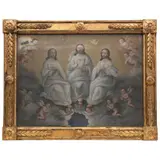Trinidad Antropomorfa, MÉXICO, SIGLO XIX, Óleo sobre tabla