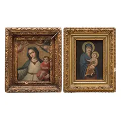 Lote de 2 imágenes religiosas by Anónimos, Óleo sobre tela, offered Jan 2022