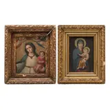 Anónimos, Lote de 2 imágenes religiosas, Óleo sobre tela