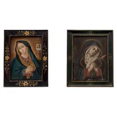 Lote de 2 vírgenes Dolorosas by Anónimos, Óleo sobre lámina/ tela, offered Jan 2022