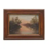 Anónimo, Vista de lago, Óleo sobre tela
