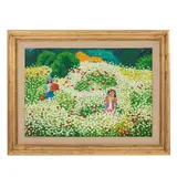 Trinidad Osorio, Niña entre campo de flores, Óleo sobre tela
