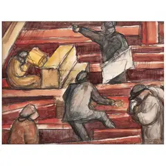 Boceto para mural by Diego Rivera, 1932, Acuarela y lápiz de grafito sobre papel, offered Nov 2021