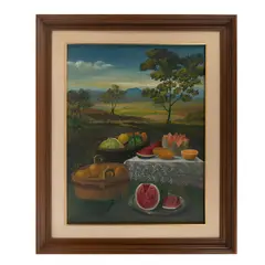 Paisaje con frutas by I. Ribera, Óleo sobre tela, offered Nov 2021