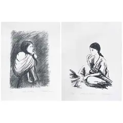 a) Niña de Yalalag by Eric Schwarz, Serigrafías 39 / 125 y 69 / 125, offered Oct 2021