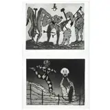 Sergio Hernández, La cerca y Cirqueros, de la serie Presencias, 1987, Grabados al aguafuerte 4 / 20 y 6 /20