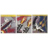 Roy Lichtenstein, Open as fire, 1966, Serigrafías sin número de tiraje, tríptico. Tiraje de 3000