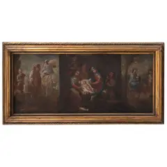Tríptico, REYES MAGOS, NACIMIENTO DE JESÚS, HUÍDA A EGIPTO, Óleo sobre tela