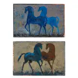 Caballos azules y Caballos en La Floresta by Julián Díaz Valverde "dival", Óleo sobre tela, offered Oct 2021