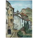 Roberto Cueva del Río, Barrio de la Ronda Cuenca, España, Acuarela sobre papel