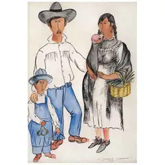 Familia campesina by Luis García Guerrero, 1951, Acuarela sobre papel, offered Oct 2021