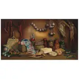 Alfonso Tirado, Ajos colgados, Óleo sobre tela