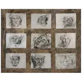 9 Cabezas by Rocío Maldonado, Tinta china sobre papel de arroz sobre papel de estraza, offered Oct 2021