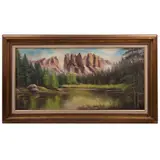 Firma Sin Identificar, Paisaje boscoso, Óleo sobre tela