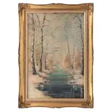 Firma Sin Identificar, Paisaje invernal, Óleo sobre tela