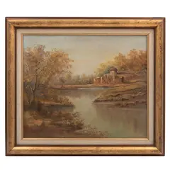 Paisaje con lago by Parith E, Óleo sobre tela, offered Sep 2021