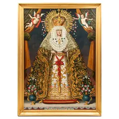 Virgen ampona by Anónimo, Óleo sobre tela adherido a tabla, offered Aug 2021