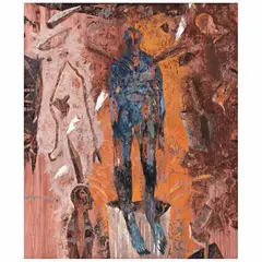 Luis Granda, La caja del hombre azul, Óleo sobre tela