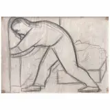 Diego Rivera, Hombre trabajando, Lápiz sobre papel japonés