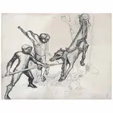Cazadores de lobo by Vicente Rojo Almazán, 1957, Tinta sobre papel, offered Aug 2021