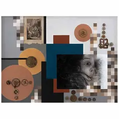 Jorxe Giancarlo, Feel, de la serie Tempus, Óleo, collage y engranes de metal sobre tela sobre masonite