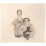Francisco Ochoa, Frida y Diego, 1993, Lápiz de grafito sobre papel