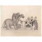 Francisco Ochoa, El Santo defendiendo a unas damas del dragón de 3 cabezas, 1993, Lápiz de grafito sobre papel