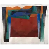 Carlos Mérida, Escenografía profecía, 1979, Acuarela y lápiz de grafito sobre papel