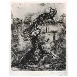 Marc Chagall, The fox and the ram, 1927, Grabado a la punta seca lámina de metal 31 sin número de tiraje