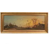 Firma Ilegible, Paisaje, Óleo sobre tela