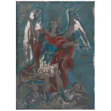 Arcángel Miguel by Carmen Parra, Serigrafía sobre papel amate P. T. / III, offered Jun 2021