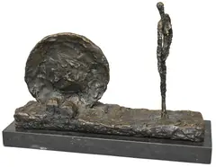 Alberto Giacometti, Femme Avec Roue, bronze Marked Giacometti to base Height 10 inches, length 14 inches