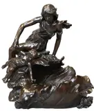 Georges-Charles Coudray, after Emile Joseph Nestor Carlier (French 1849-1927) "La Ola" The Wave Patinated, bronze of a woman and child above a waveform base