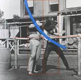 John Baldessari, Blue Masterstroke Over Red Diagram and Two Cowboys, 1989, Lithograph and screenprint on Arches 88 paper
