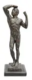 Auguste Rodin, The Age of Bronze, bronze on black marble base of a male nude Marked on base A.Rodin Height 16 1/2
