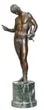 Grand Tour, Untitled, bronze figure of narcissus on marble plinth