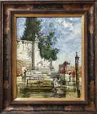 Venice by Rhoda Carleton Holmes Nicholls, Oil on board presented in French made Italian style sgraffito, offered Mar 2026