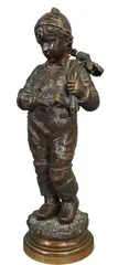 Chimney Sweep Boy Counting His Money Brown patinated by Nicolas Lecorney, bronze, offered Jan 2026