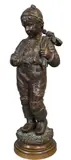 Nicolas Lecorney, Chimney Sweep Boy Counting His Money Brown patinated, bronze