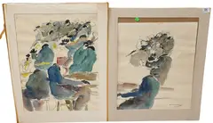 New Orleans Jazz Musicians by Leo Meiersdorff, 1964, Watercolor, pen and ink on paper Each, offered Oct 2025